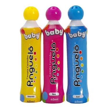 Imagem de Kit 3 Canetas Carimbo Pinguelo Baby 40ml -  Cores Cmik - Pinguelô
