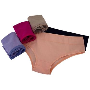 Imagem de Kit 12 Moda Plus Size Calcinhas Algodão Cintura Alta Senhora Conforto 