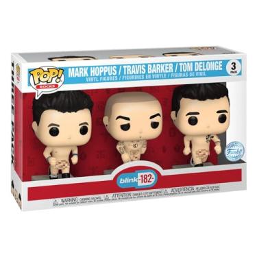 Imagem de FUNKO POP Rocks Mark Hoppus, Travis Barker & Tom Delonge Vinyl Figure 3-Pack BLINK 182 EXCLUSICO HT EXPO 2022