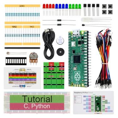 Imagem de Freenove Basic Starter Kit para Raspberry Pi Pico (incluído) (compatível com Arduino IDE), tutorial detalhado de 313 páginas, 142 itens, 48 projetos, código Python C
