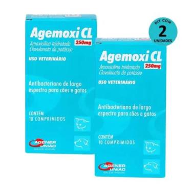 Imagem de Kit 2 Agemoxi CL 250mg c/ 10 Comprimidos -Agener - agenor