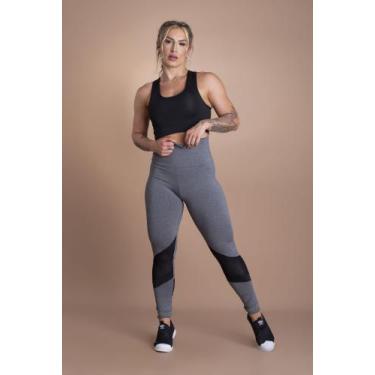 Imagem de Conjunto Fitness Feminino Calça Legging Cintura Alta Detalhe Na Perna 