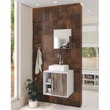 Imagem de Gabinete P/Banheiro C/cuba Q32 e Espelheira Soft 50cm - Compace, Branc