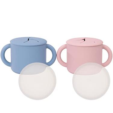 Imagem de WeeSprout Snack Containers, Food Grade Silicone Cups, Spill-Proof Tops For Toddlers and Babies, Premium Hard Plastic Travel Lids, Dishwasher Safe, Set of 2 Snack Catchers