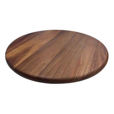 Imagem de Bandeja Giratória Premium 360º Madeira Acácia Natural 38cm - Members M