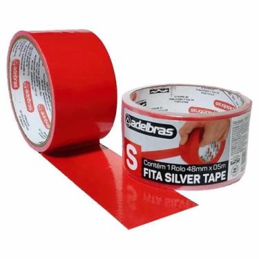 Imagem de Kit 5 Fita Adesiva Silver Tape Alta Fixação 48MmX5M Vermelho - Adelbra