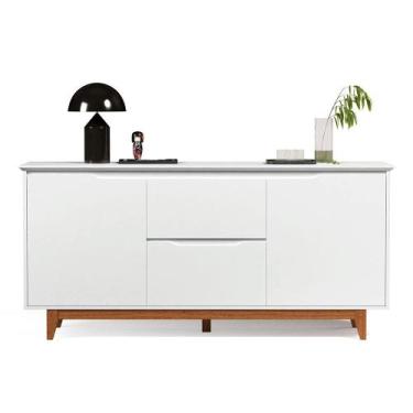 Imagem de Balcão Buffet Flow 2 Portas 2 Gavetas Pés Madeira Maciça 163cm Ej Móve