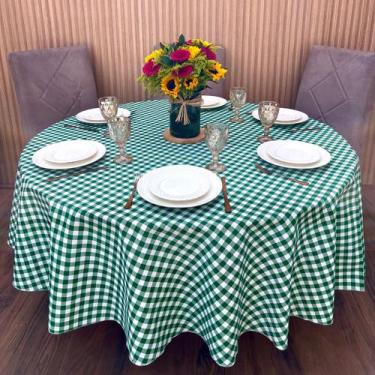 Imagem de Toalha de Mesa Redonda 2,80 Grande Xadrez Festa Junina Arraiá - Mumude