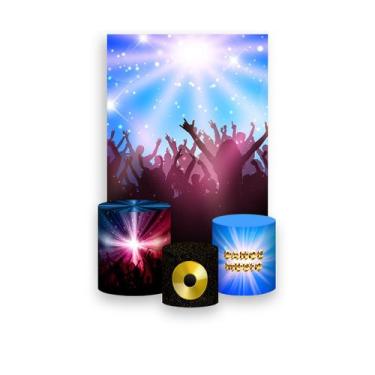 Imagem de Painel De Festa Vertical 1,50 x 2,20 + Trio De Capas Cilindro - Anos 8