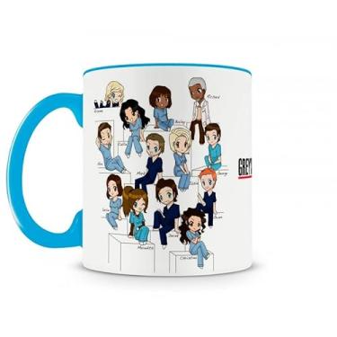 Imagem de Caneca Greys Anatomy Personagens Cartoon Azul Claro