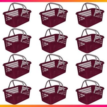 Imagem de 12 Cesta Cestinha Plástica Supermercado Mercado Reforçado 9L  - Usual 