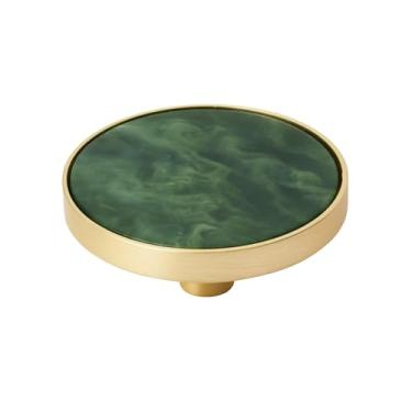 Imagem de Amerock 2PK36972EMG Accents Puxador de armário redondo | Puxador de móveis | Puxador decorativo de gaveta dourado/esmeralda verde