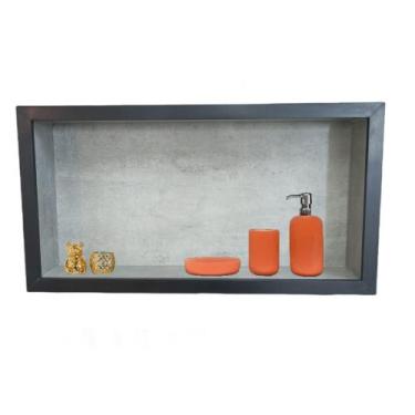Imagem de Nicho Para Banheiro Em Porcelanato com Borda Preta - 60x30x10 cm  - PH