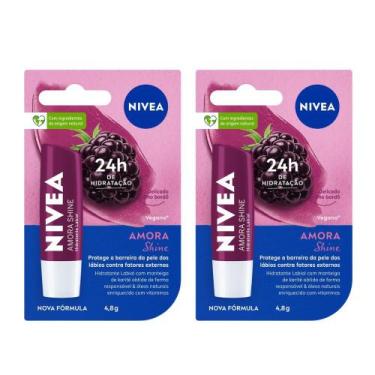 Imagem de Kit 2 Hidratante Labial Nivea Amora Shine 4,8g
