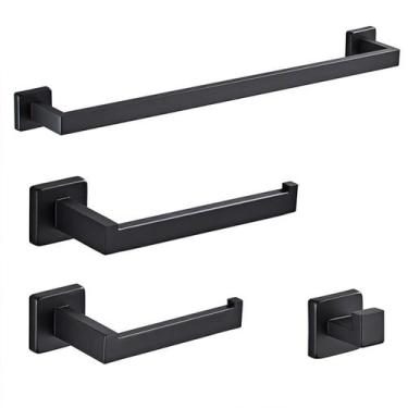 Imagem de Kit Acessórios Banheiro Aço Inox 4 Peças Porta Toalha Papel  - Swanton
