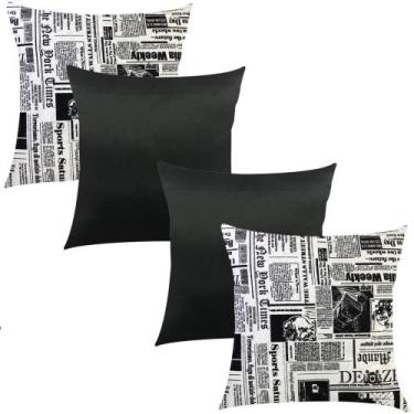 Imagem de  kit 4 capas de almofadas Gorgurinho/Oxford preto 45x 45 - Thais Enxov