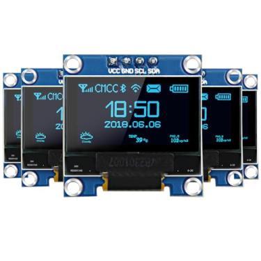 Imagem de iPistBit 5 unidades de módulo de tela OLED de 0,96 polegadas, placa de exibição OLED luminosa de 128 x 64 pixels SSD1306 I2C compatível com Arduino Raspberry Pi ESP32 (azul)