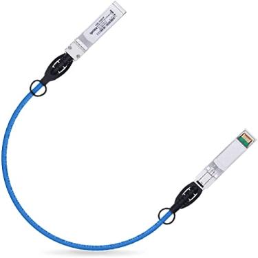 Imagem de ipolex Cabo colorido SFP+ Twinax de 10 G, cabo passivo de cobre (DAC), 0,25 m (0,82 pés) em azul, para Cisco SFP-H10GB-CU0.25M, Meraki, Ubiquit, Mikrotik, Intel, Fortinet, Netgear, D-Link e mais