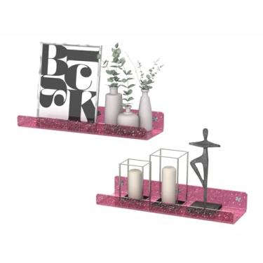 Imagem de Prateleiras de acrílico, pacote com 2 prateleiras flutuantes de 39,9 cm para parede, prateleiras de exibição Funko Pop Lego, estantes de livros infantis, prateleira suspensa para banheiro, quarto,