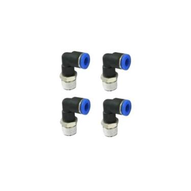 Imagem de Conexão Pneumática Cotovelo Macho 3/8 Npt X 6mm Tubo - 4 Pçs - LAB