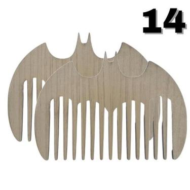 Imagem de 2 Pentes para Barba e Bigode MDF Bege Modelo Batman n14 mdf - LUALKI