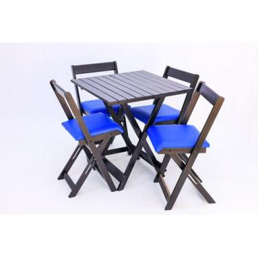Imagem de Mesa Dobrável 70x70 madeira  C/ 4 Cadeiras Estofadas Bar E Lazer - Mad
