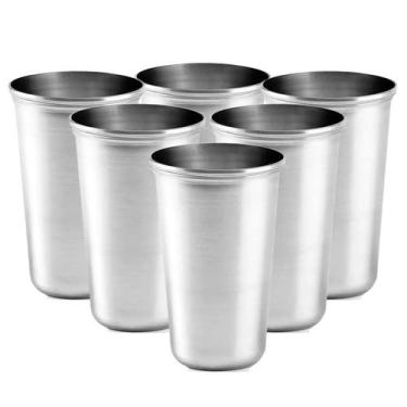 Imagem de 6 Copos Aço Inox Resistente Grande Cerveja Agua Suco 250ml - tuut