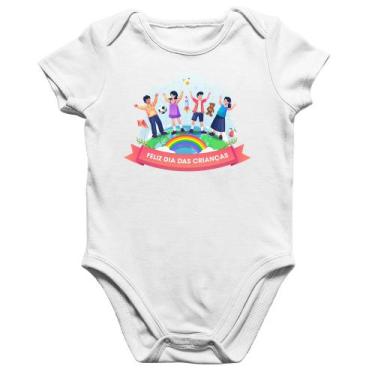 Imagem de Body Bebê Algodão Feliz Dia das Crianças - Foca na Moda, Branco, M