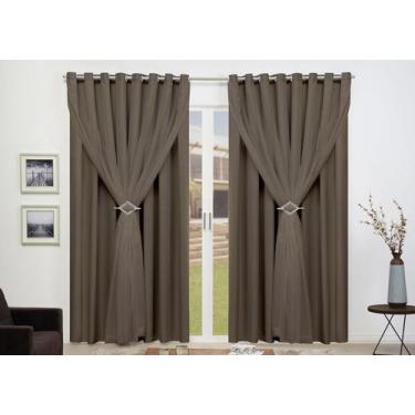 Imagem de Cortina 2,00 m x 2,20 m corta luz Forro Blecaute Tecido Com Voal - Emp