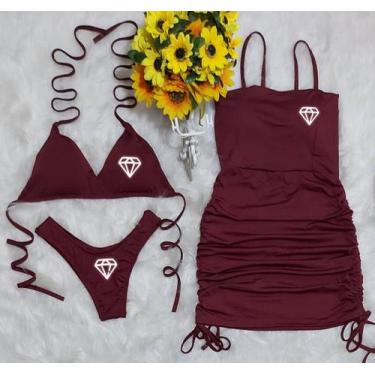 Imagem de Biquíni Com Bojo Asa delta + Vestido Com Bojo - gringas model, Bordô, 