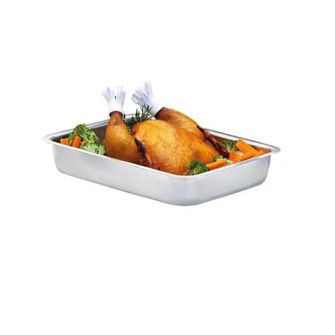 Imagem de Forma Retangular Assadeira Extra Alta Tabuleiro Em Alumínio Polido Tam