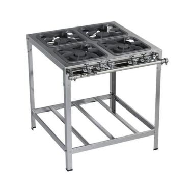 Imagem de Fogão Industrial 4 Bocas 30x30 Inox Top Metalmaq, Gás Natural