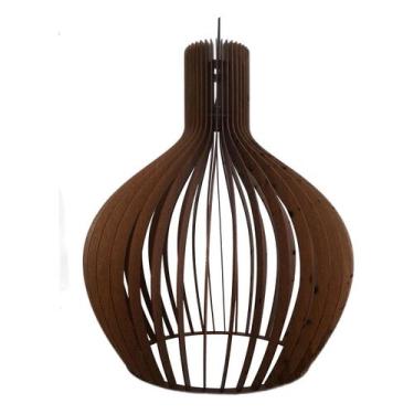 Imagem de Lustre Pendente Gota Big Bivolt Design Moderno Mdf Madeira Imbuia - AT