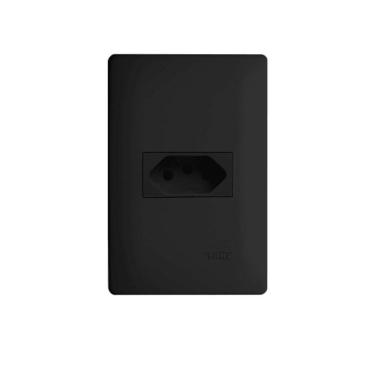 Imagem de Tomada Preta 2P+T 10A/250V Com Placa Habitat Black - Fame