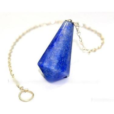 Imagem de Pendulo Piramidal Pedra Quartzo Azul Pintado Radiestesia - CristaisdeC