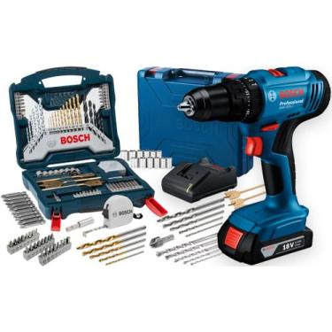 Imagem de Furadeira Parafusadeira Impacto Sem Fio 18v + Kit 70 Peças Bosch