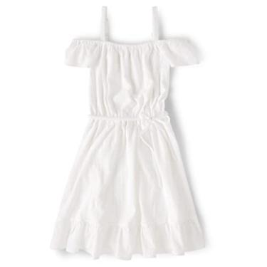 Imagem de The Children's Place Vestido casual feminino sem mangas, Simplesmente branco., G