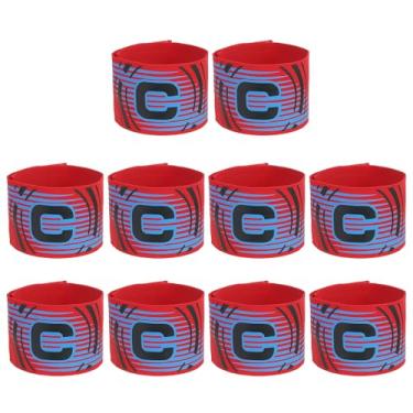 Imagem de PATIKIL Braçadeira de Capitão de Futebol, 10 Peças de Braçadeira de Capitão para Futebol Elástico Capitão C Braçadeiras Esportivas para Jovens Adultos Treinamento de Equipe de Futebol Vermelho