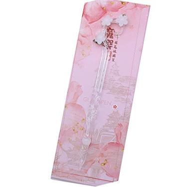 Imagem de SIPLIV Caneta de vidro feita à mão - Magic Sakura Crystal Sign Caligrafia Presente - Branca