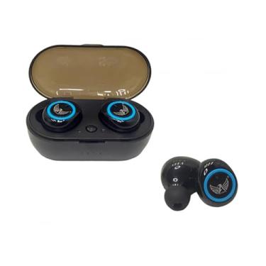 Imagem de Fones de Ouvido Intra Auriculares Bluetooth com Estojo de Carregamento, Conexão 5.0 (Azul com Case Preta)