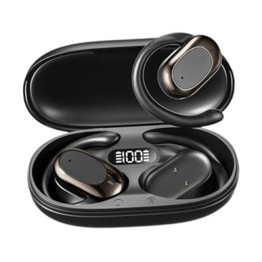 Imagem de AsrMyjcx Tradução fones de ouvido tradutor confortável usar display digital led aberto orelha ganchos para aprendizagem, Preto