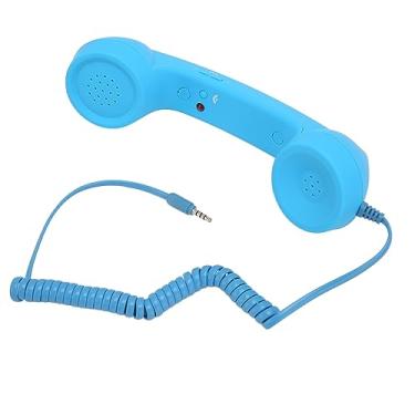 Imagem de Aparelho de telefone retrô de 3,5 mm, receptor de telefone celular à prova de radiação, alto-falante com microfone para todos os smartphones e computadores com conector de 3,5 mm (azul celeste)