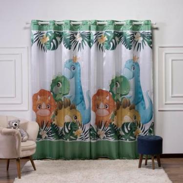 Imagem de Cortina Infantil 3,00x2,20 Estampada Tecido Cetim (Dino Baby)