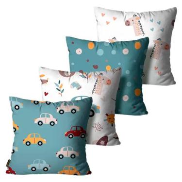 Imagem de Kit com 4 Capas de Almofadas Infantil Boho Colorido - 45x45cm - Mdecor
