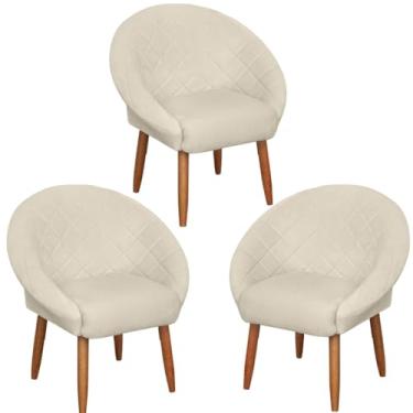Imagem de Kit 3 Poltronas para Clínica Decorativa Resistente Confortável Tecido Veludo MOBLAN decor (Bege)