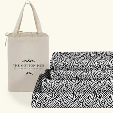 Imagem de Jogo de cama Queen Size de 4 peças, 600 fios, algodão pima peruano, cabe até 45 a 53 cm de profundidade (estampa de zebra)