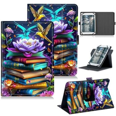 Imagem de RWUTYTIUL Capa universal para tablet Walmart Onn 11 polegadas Pro 2024 modelo 100146660, capa protetora com suporte giratório de 360 graus com múltiplas visualizações de couro PU, Book Lotus