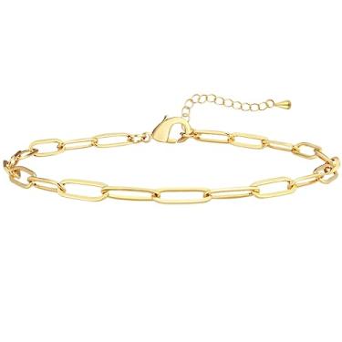 Imagem de Poxtex Tornozeleiras extragrandes para mulheres, tornozeleira grande, ouro real 14K, à prova d'água, 25,4 cm + 5 cm, pulseiras de tornozelo grandes ajustáveis para mulheres plus size, pulseiras de
