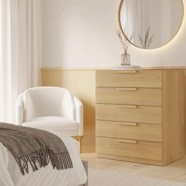 Imagem de Cômoda 5 Gavetas 80cm Jade Cabecasa Madeiramadeira Avelã