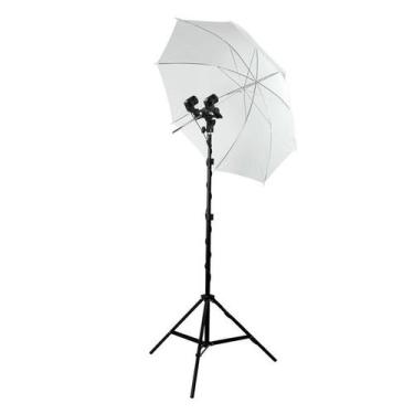 Imagem de Kit Estúdio: Tripé + Sombrinha Branca + Soquete DUPLO - Greika
